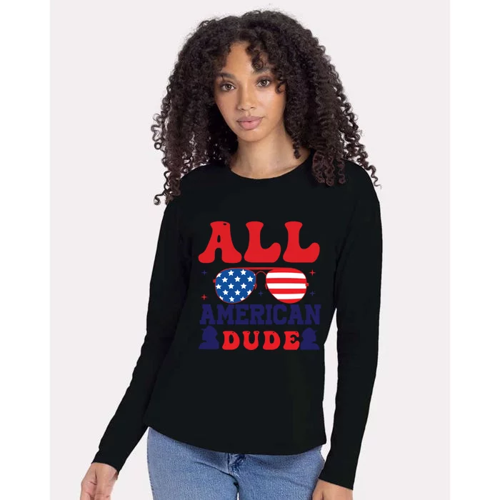 All American Dude 4th Of July Sunglasses Teens Meaningful Gift Womens Cotton Relaxed Long Sleeve T-Shirt