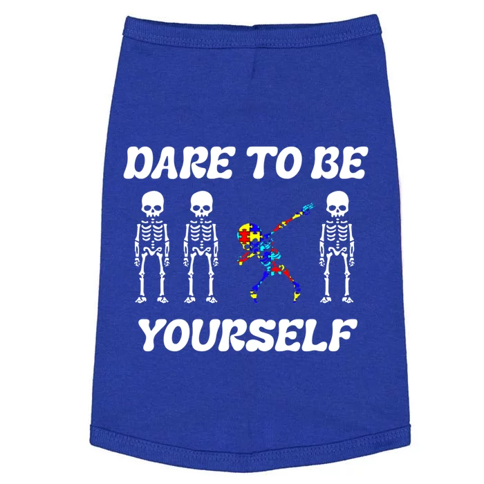 Autism Awareness Dare To Be Yours Dabbing Skeleton Puzzle Gift Doggie Tank