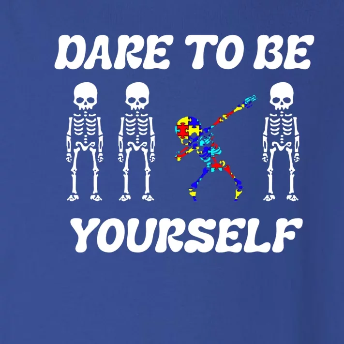 Autism Awareness Dare To Be Yours Dabbing Skeleton Puzzle Gift Toddler Long Sleeve Shirt