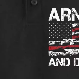 Armed And Dadly Funny Deadly Father For Fathers Day USA Flag Dry Zone Grid Performance Polo