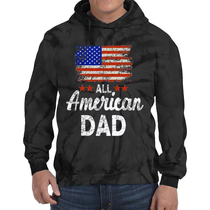 All American Dad July 4th America Flag Tie Dye Hoodie