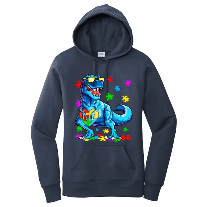 Autism Awareness Dinosaurs Autistic T Rex Heart Gift Women's Pullover Hoodie