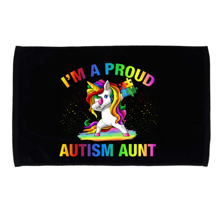 Autism Awareness Dabbing Unicorn Proud Autism Aunt Gift Microfiber Hand Towel