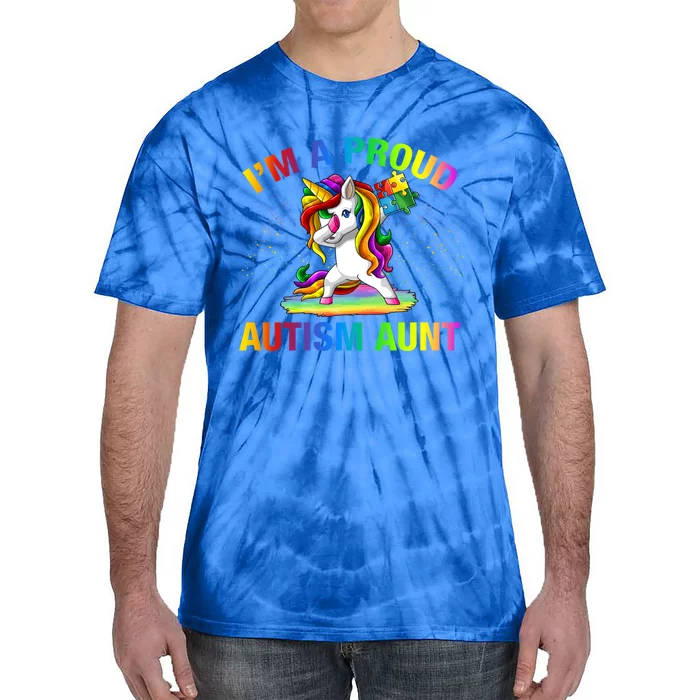 Autism Awareness Dabbing Unicorn Proud Autism Aunt Gift Tie-Dye T-Shirt