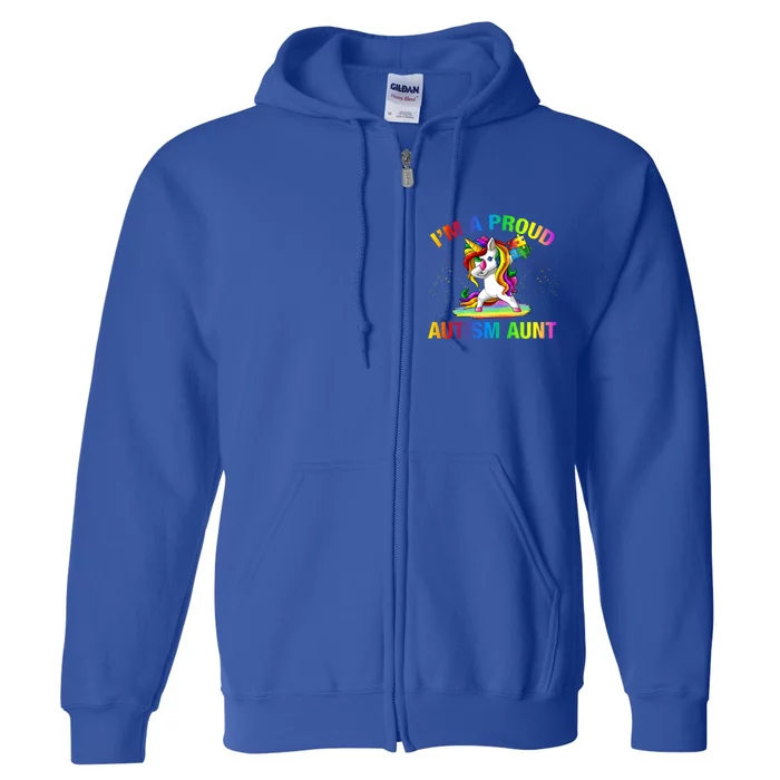 Autism Awareness Dabbing Unicorn Proud Autism Aunt Gift Full Zip Hoodie