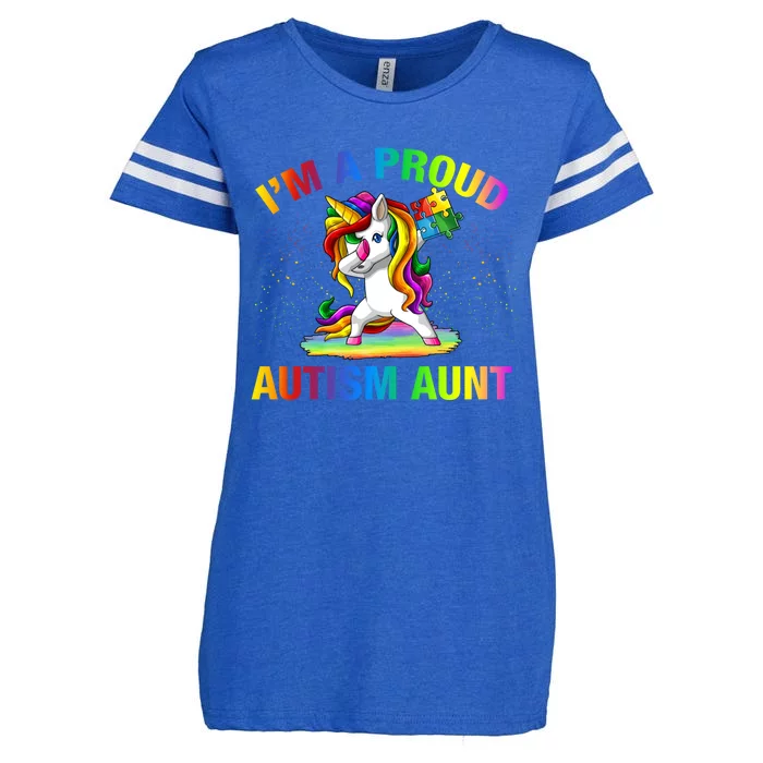 Autism Awareness Dabbing Unicorn Proud Autism Aunt Gift Enza Ladies Jersey Football T-Shirt