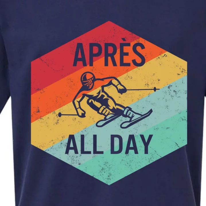 Apres All Day Winter Sports Apres Ski Lover Skiing Skier Gift Sueded Cloud Jersey T-Shirt