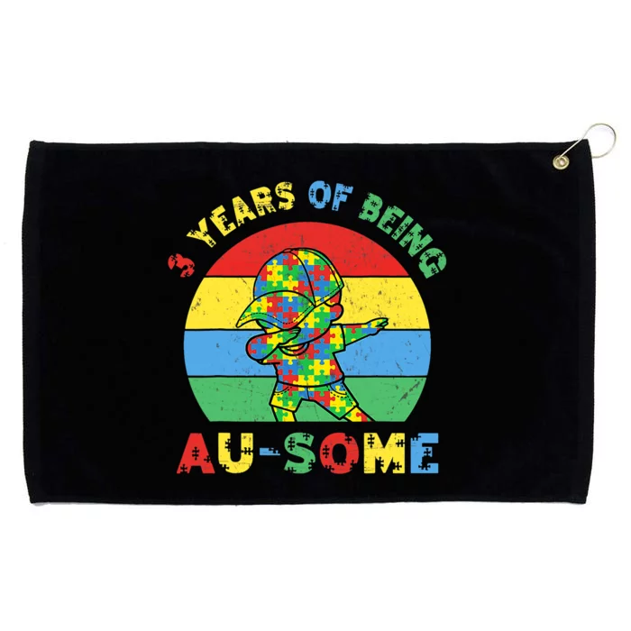 Autism Awareness Dabbing Awesome 3 Year Old 3rd Birthday Grommeted Golf Towel