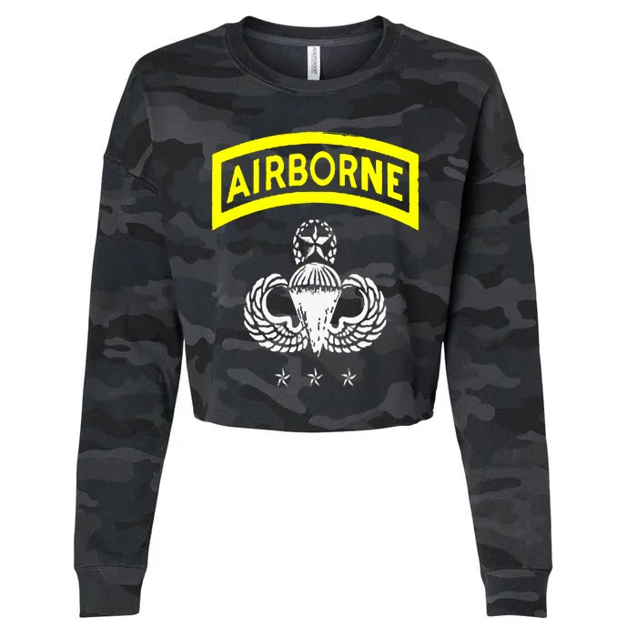 Army Airborne Division Veterans Day Gift Cropped Pullover Crew