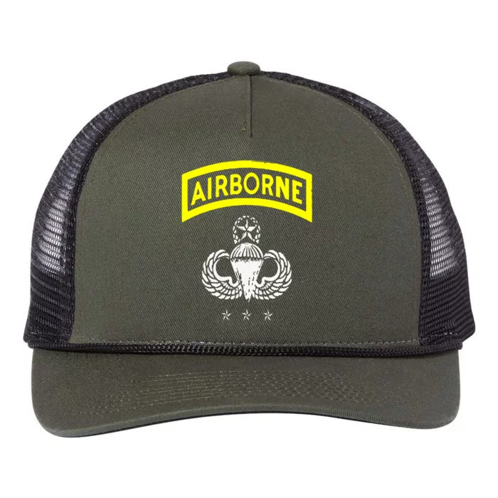 Army Airborne Division Veterans Day Gift Retro Rope Trucker Hat Cap