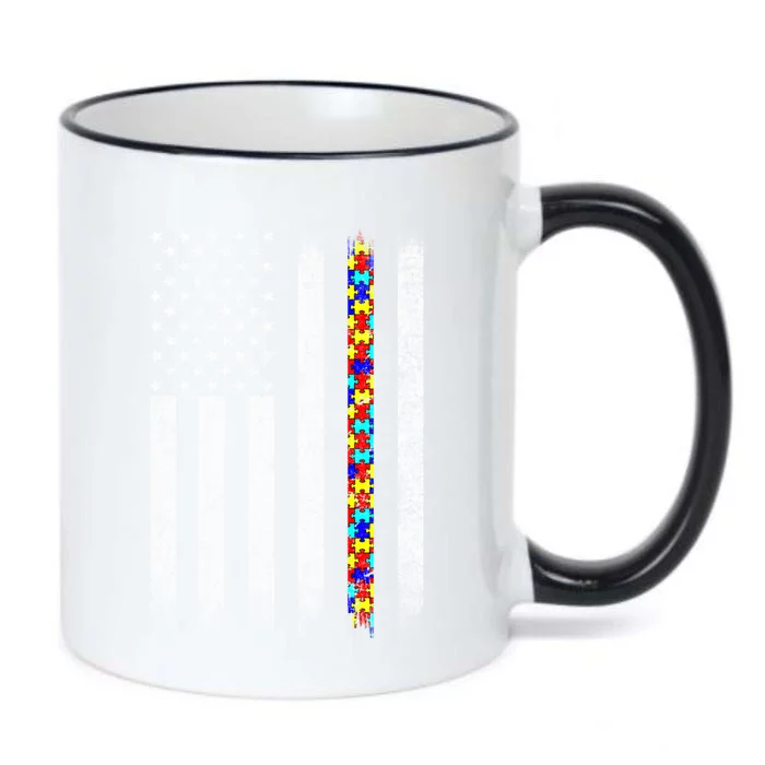 Autism Awareness Day American Flag Gift Black Color Changing Mug