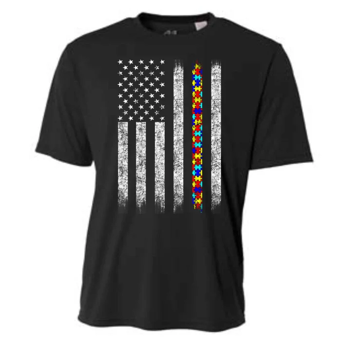 Autism Awareness Day American Flag Gift Cooling Performance Crew T-Shirt