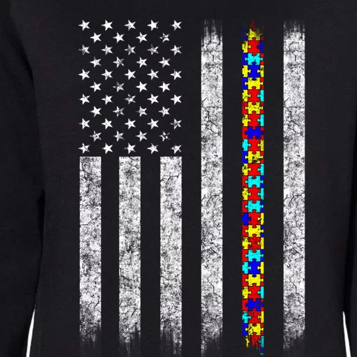 Autism Awareness Day American Flag Gift Womens California Wash Sweatshirt