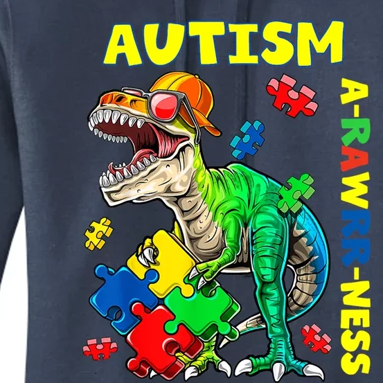 Autism Awareness Dinosaur Arawrrness Puzzle Piece Gift Women's Pullover Hoodie