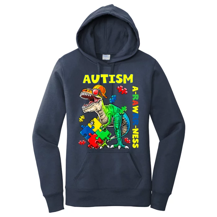 Autism Awareness Dinosaur Arawrrness Puzzle Piece Gift Women's Pullover Hoodie