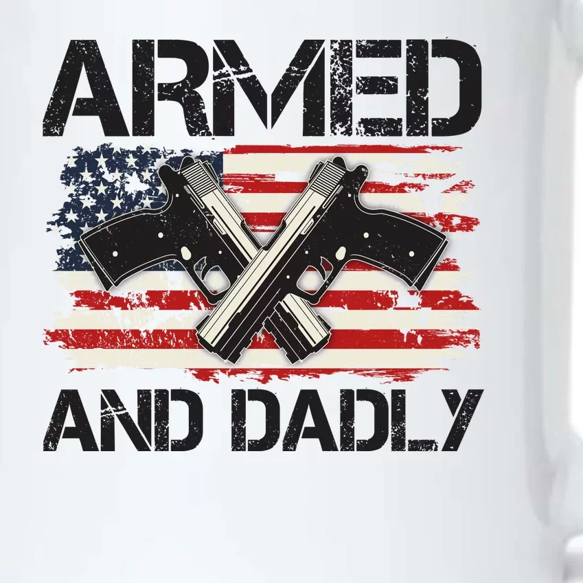 Armed And Dadly Armed And Deadly Daddy Dad Distressed USA American Flag Black Color Changing Mug