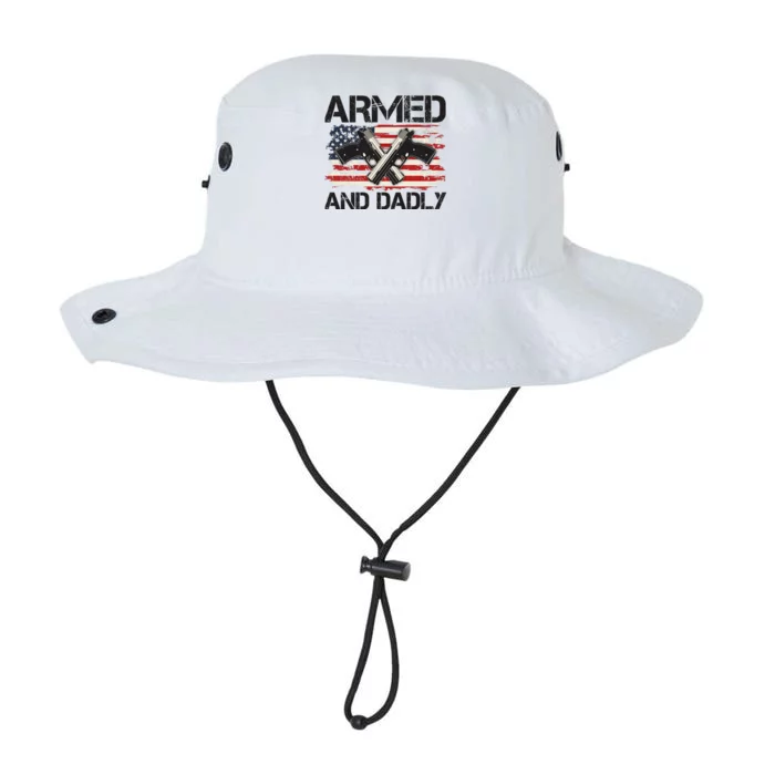 Armed And Dadly Armed And Deadly Daddy Dad Distressed USA American Flag Legacy Cool Fit Booney Bucket Hat