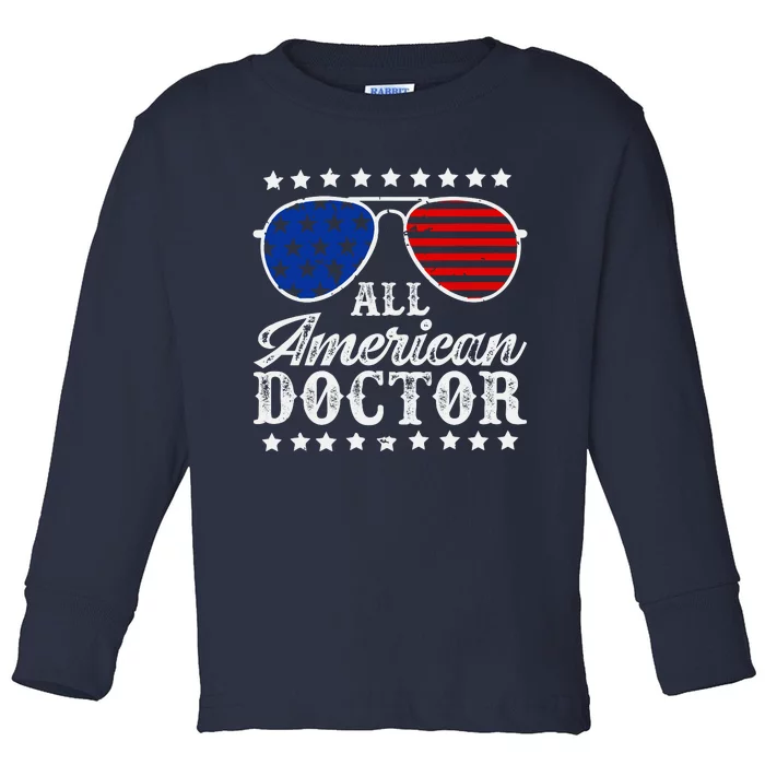 All American Doctor 4th Of July Family Matching Sunglasses Toddler Long Sleeve Shirt