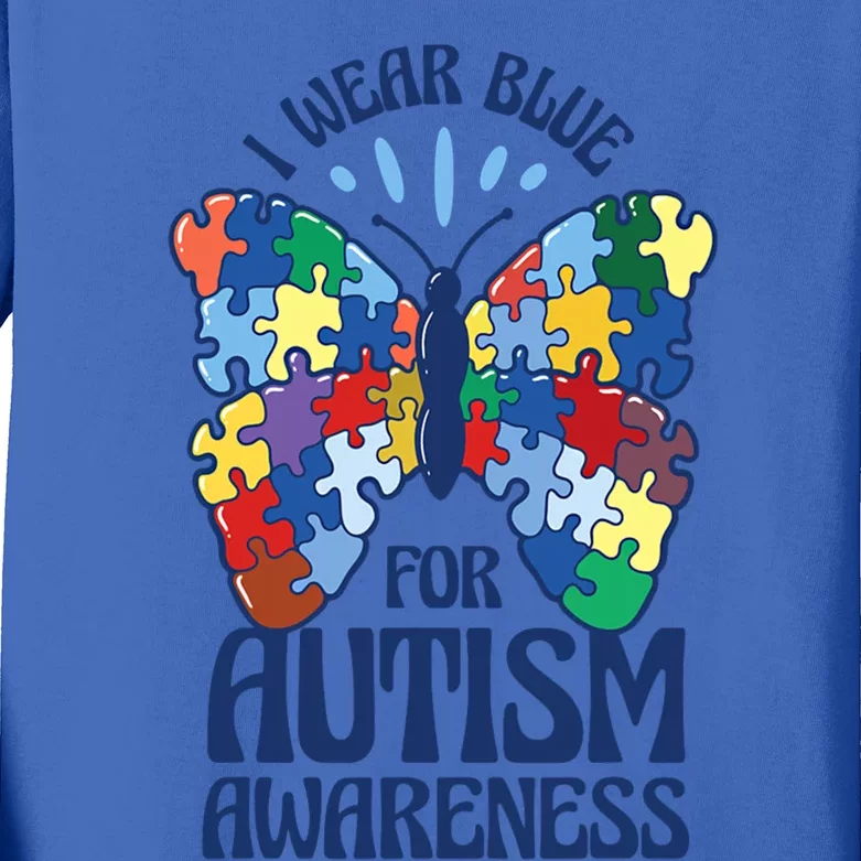 Autism Awareness Day Autism Month Blue Cool Gift Kids Long Sleeve Shirt