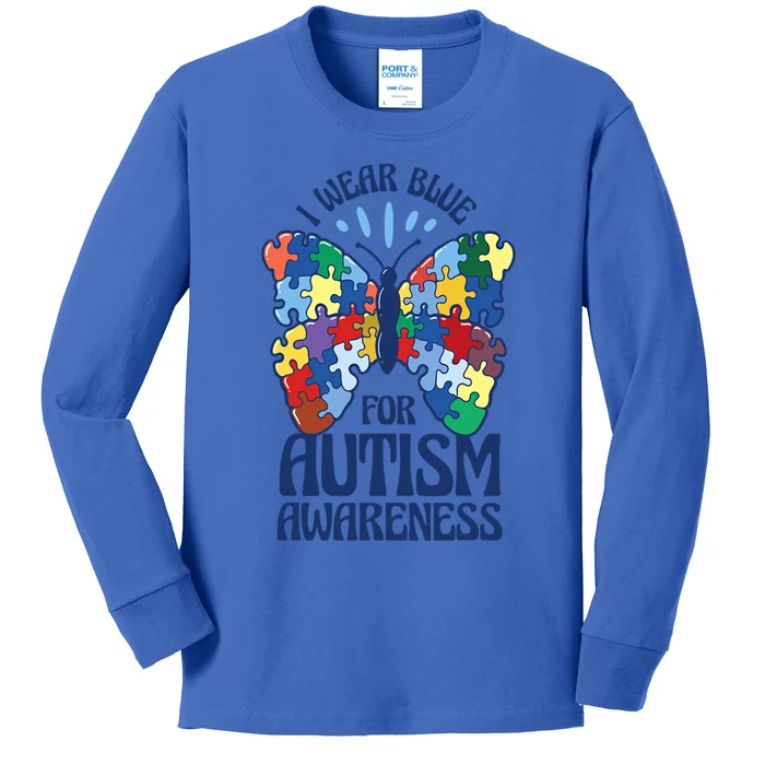 Autism Awareness Day Autism Month Blue Cool Gift Kids Long Sleeve Shirt