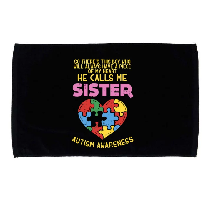 Autism Awareness Day Piece Of My Heart Sister Gift Microfiber Hand Towel