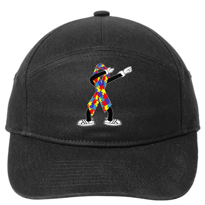 Autism Awareness Dabbing Puzzle Piece Love Dab Dance 7-Panel Snapback Hat