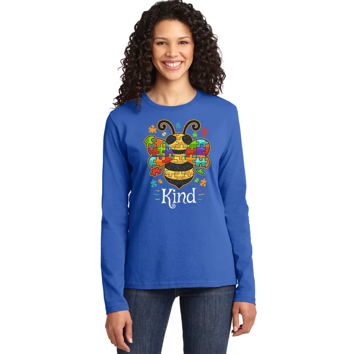 Autism Awareness Day Bumble Bee Be Kind Autistic Gift Ladies Long Sleeve Shirt