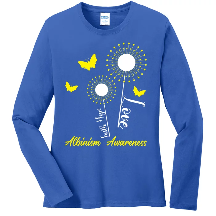 Albinism Awareness Dandelion Faith Hope Love Butterfly Gift Ladies Long Sleeve Shirt