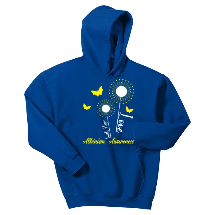 Albinism Awareness Dandelion Faith Hope Love Butterfly Gift Kids Hoodie