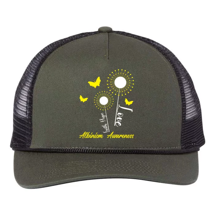 Albinism Awareness Dandelion Faith Hope Love Butterfly Gift Retro Rope Trucker Hat Cap