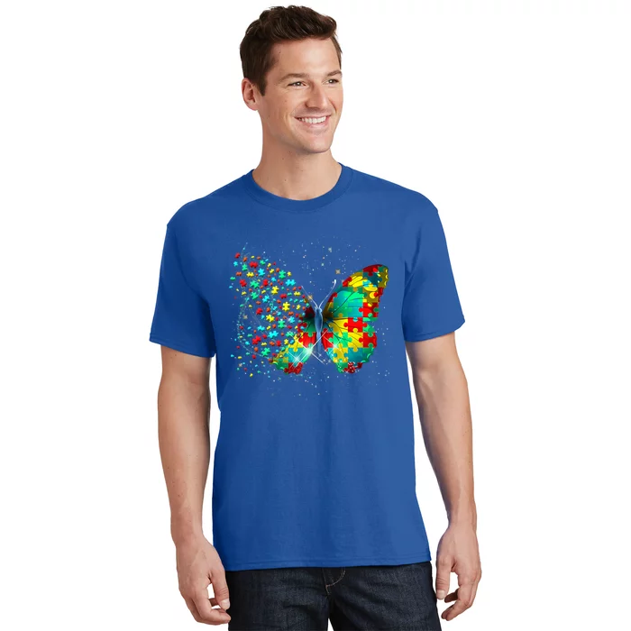 Autism Awareness Day Butterfly Peace Lover Funny Gift T-Shirt