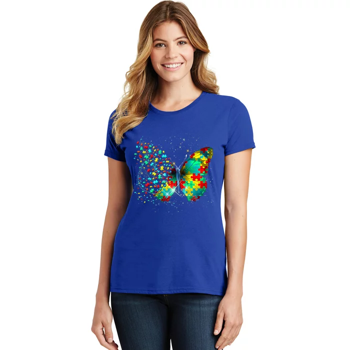 Autism Awareness Day Butterfly Peace Lover Funny Gift Women's T-Shirt