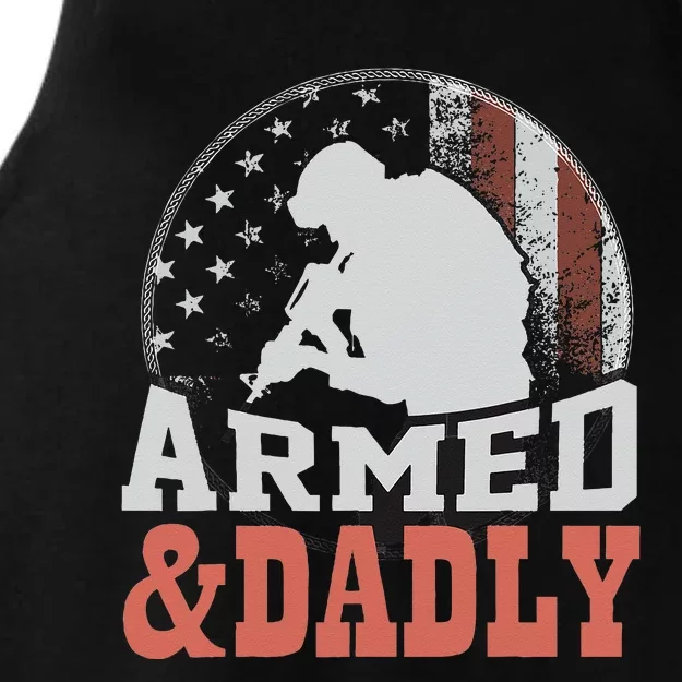 Armed And Dadly Funny Father Gifts for fathers day Ladies Tri-Blend Wicking Tank