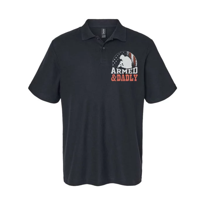 Armed And Dadly Funny Father Gifts for fathers day Softstyle Adult Sport Polo