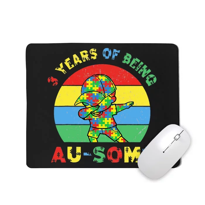 Autism Awareness Dabbing Awesome 3 Year Old 3rd Birthday Mousepad