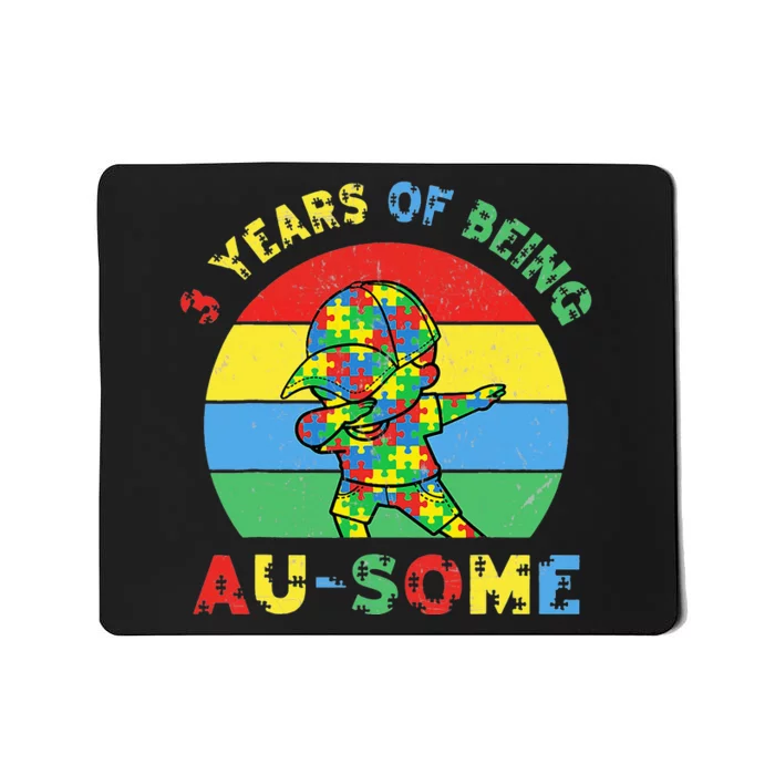 Autism Awareness Dabbing Awesome 3 Year Old 3rd Birthday Mousepad