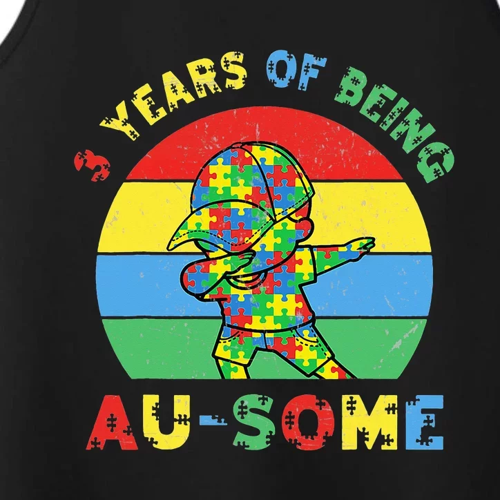 Autism Awareness Dabbing Awesome 3 Year Old 3rd Birthday Performance Tank