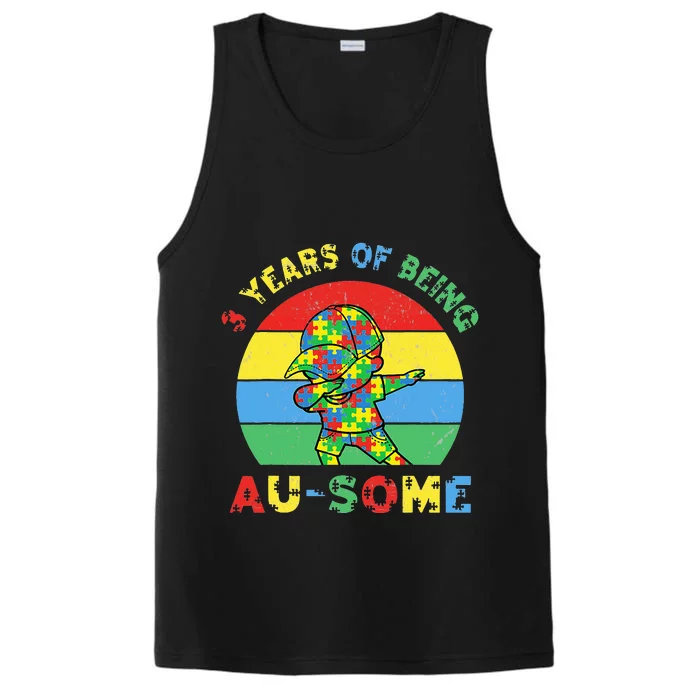 Autism Awareness Dabbing Awesome 3 Year Old 3rd Birthday Performance Tank