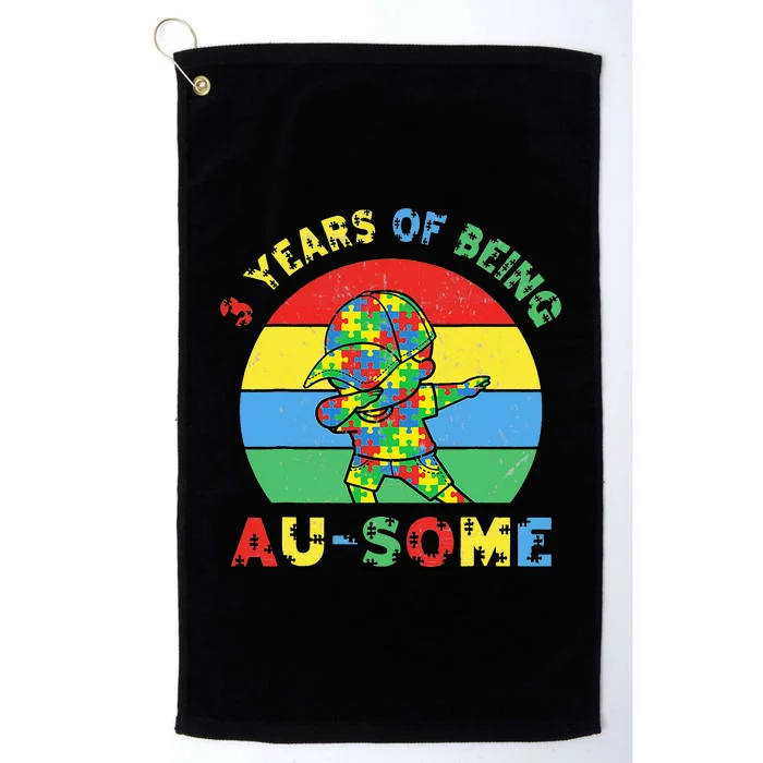 Autism Awareness Dabbing Awesome 3 Year Old 3rd Birthday Platinum Collection Golf Towel