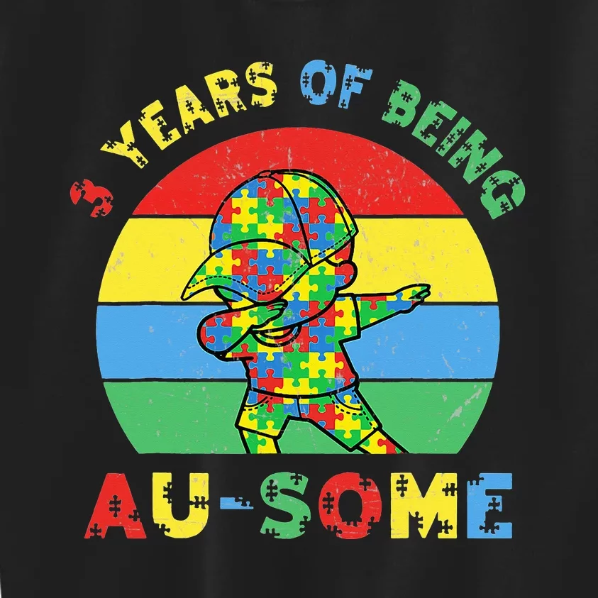 Autism Awareness Dabbing Awesome 3 Year Old 3rd Birthday Kids Sweatshirt