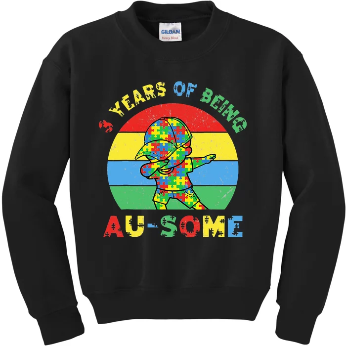 Autism Awareness Dabbing Awesome 3 Year Old 3rd Birthday Kids Sweatshirt