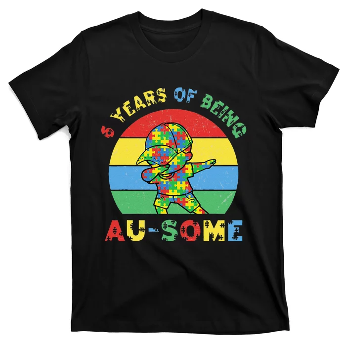 Autism Awareness Dabbing Awesome 6 Year Old 6th Birthday T-Shirt