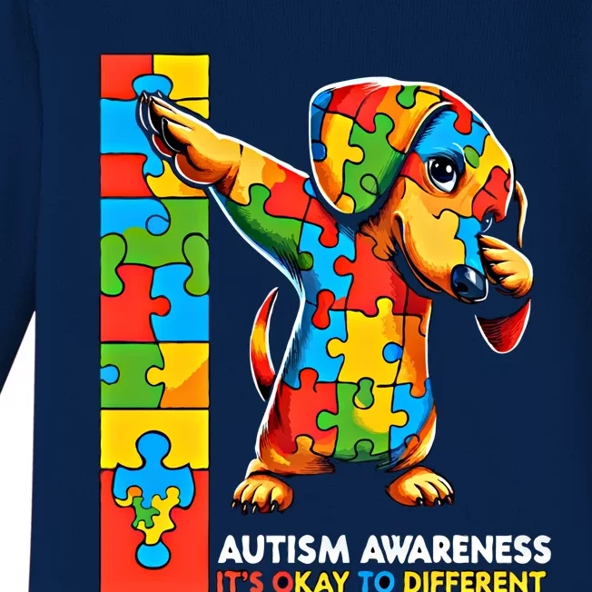 Autism Awareness Dabbing Dachshund Funny Gift Baby Long Sleeve Bodysuit