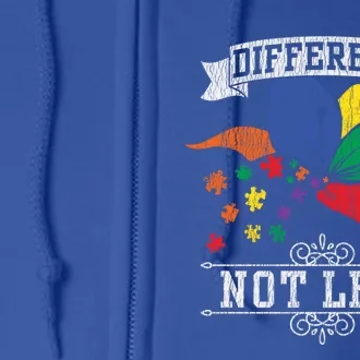 Autism Awareness Different Not Less Autistic Awareness Gift Full Zip Hoodie