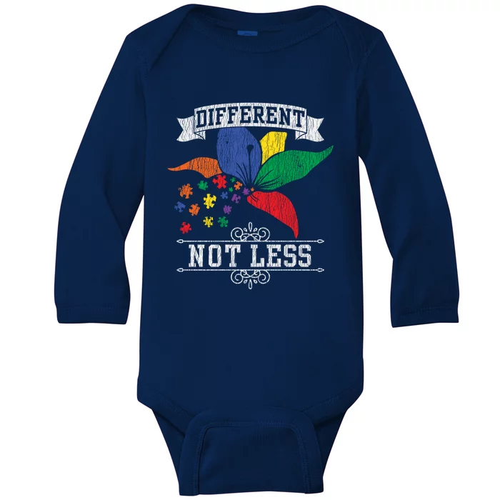 Autism Awareness Different Not Less Autistic Awareness Gift Baby Long Sleeve Bodysuit