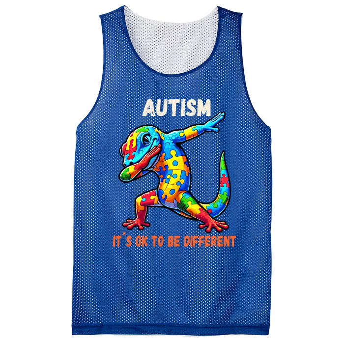 Autism Awareness Dabbing Gecko Gift Mesh Reversible Basketball Jersey Tank