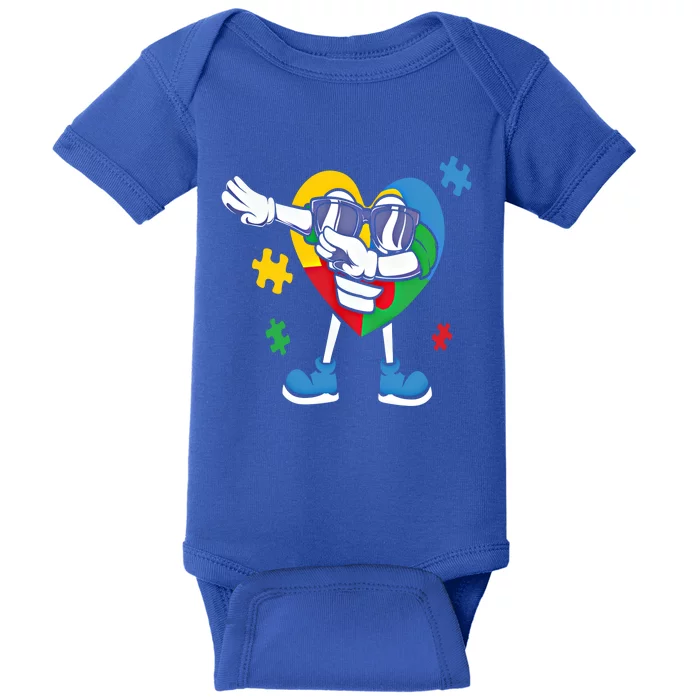 Autism Awareness Dabbing Puzzle Funny Gift Baby Bodysuit