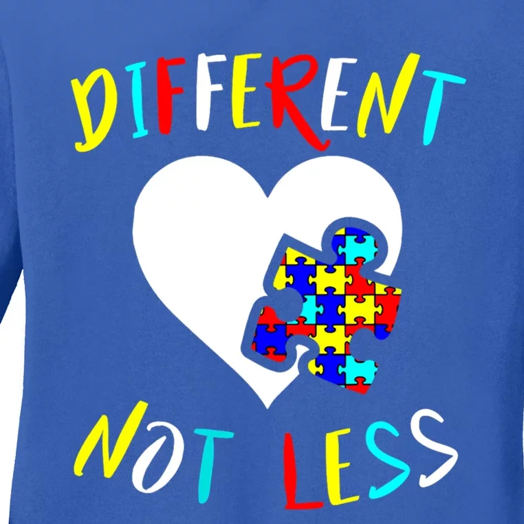 Autism Awareness Day Design Different Not Less Utistic Great Gift Ladies Long Sleeve Shirt