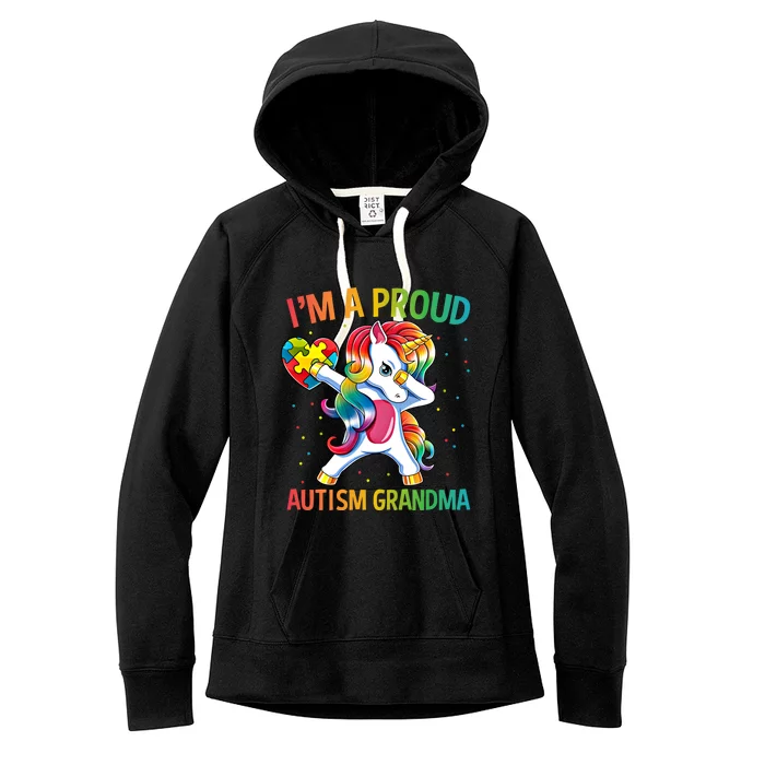 Autism Awareness Dabbing Unicorn Proud Grandma Meaningful Gift Women's Fleece Hoodie