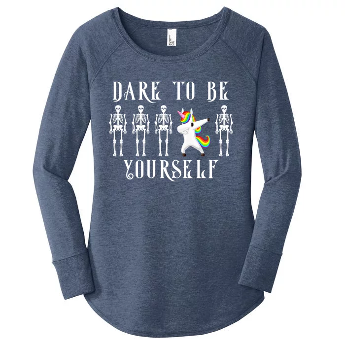 Autism Awareness Dare To Be Yourself Unicorn Dabbing Autism Cute Gift Women's Perfect Tri Tunic Long Sleeve Shirt